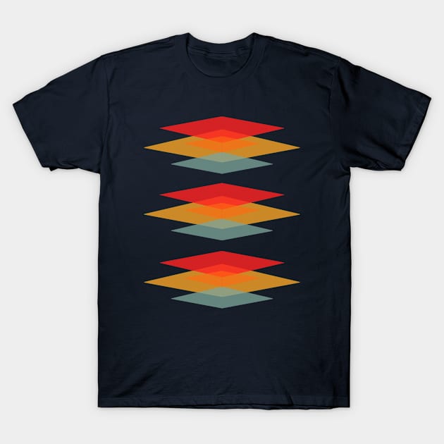 Retro Vintage Geometric Triangle Print T-Shirt by Aryeh Studio